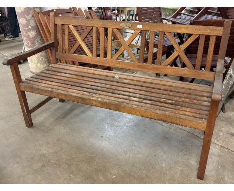 A teak garden bench 
