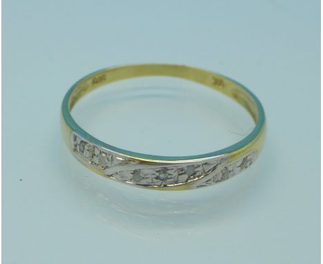 A 9ct gold and diamond ring, 0.8g, O