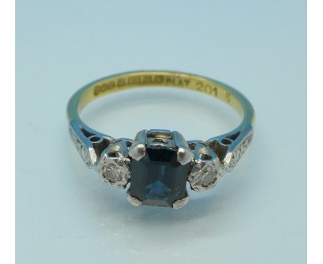 An 18ct gold, sapphire and diamond dress ring, 2.9g, K