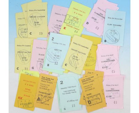 A collection of forty-two concert ticket stubs, including Slade, Genesis, Crosby Stills & Nash and BB King, etc.