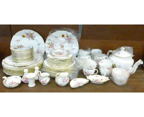 Royal Crown Derby Derby Posies tea and dinner wares, seventy-three pieces, including large teapot, twelve dinner plates, thir