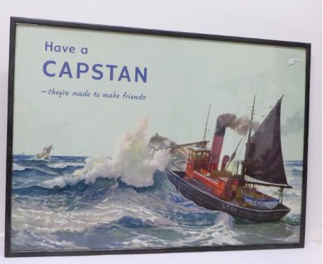 A framed Capstan advertising lithograph, 70cm x 50cm