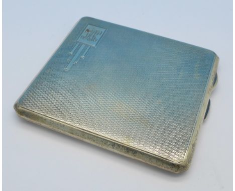 A silver cigarette case, with initials, 122g