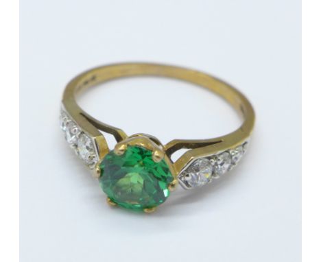A 14ct gold and cubic zirconia ring, 3g, S