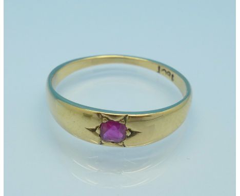 An 18ct gold and ruby ring, 2.3g, M