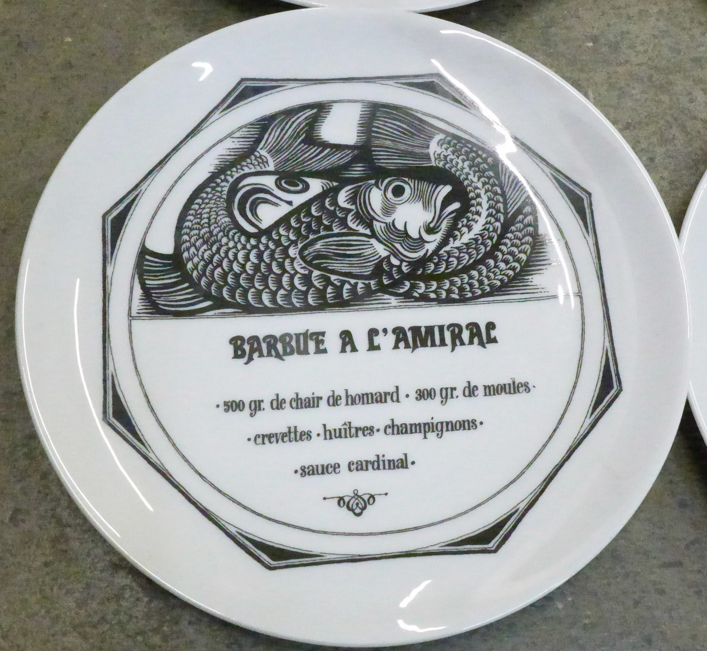 A set of six French dinner plates, Les Porcelaines de Saint Germain