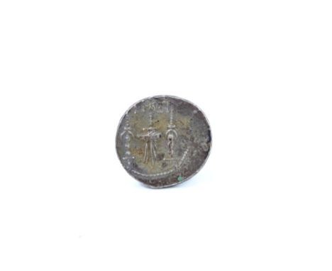 Roman - silver Denarius Mark Anthony 'Legionary' coinage.  Obv:  Legend ANT AVGIII VIR R P C, Gallery R.  Rev:  LegII, Legion