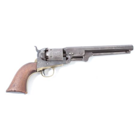 Mid-19th century Colt Navy .36 calibre percussion revolver with engraved cylinder - New York address.  Serial no. 50172 (fram