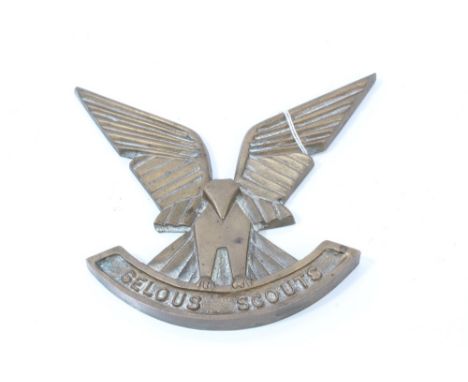 Scarce 'Selous Scouts' Rhodesian Army military crest cast in brass - with impressed 'NFMI' foundry marks on reverse