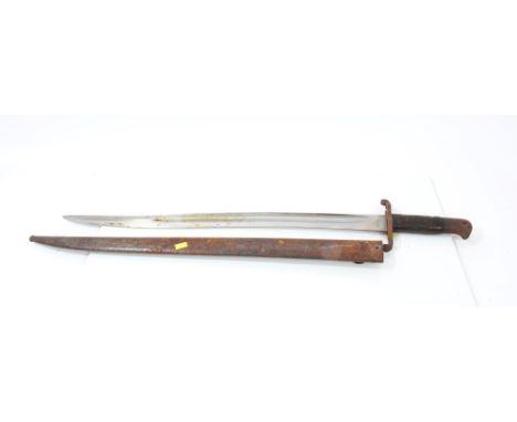 Victorian 1858 pattern Enfield bayonet with steel 'yataghan' blade - retaining much original polish, in iron Artillery issue 