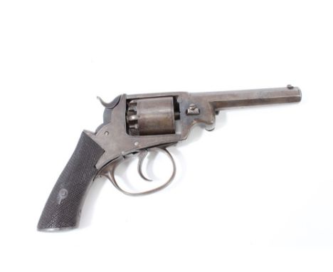 Mid-19th century Adams Patent double-action percussion revolver, 120 bore - retaining much original finish, five-shot cylinde