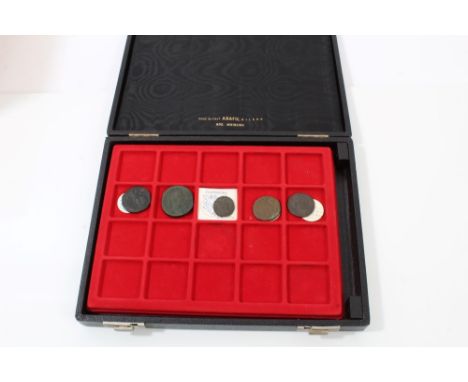 Roman - a small two-tray coin case containing AE issues - to include c. 117 - 138 Hadrian Dupondis.  GF, c. 177 - 192 Commodu