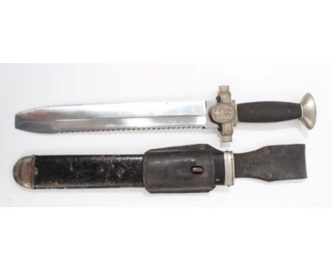 Nazi Red Cross 1938 pattern Subordinate's dagger with nickel hilt with plastic grips and sawback blade - retaining much origi