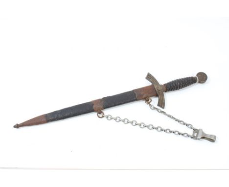 1930s Nazi Luftwaffe 1934 pattern officers' dress dagger with ribbed blue leather grip, in metal mounted leather scabbard, wi