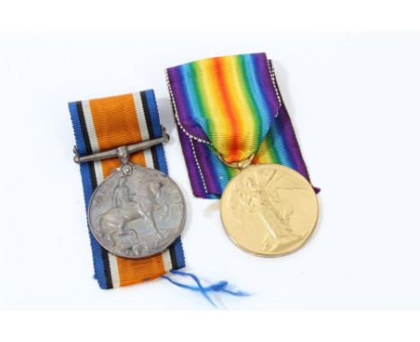 First World War pair - comprising War and Victory medals, named to 5560 PTE. A. Wilkes. R. SUSS.R