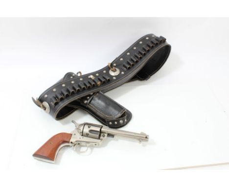 Replica Colt Peacemaker revolver by SMC - with dummy rounds and leather holster and belt