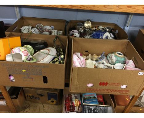 A shelf of assorted to include box of china etc.