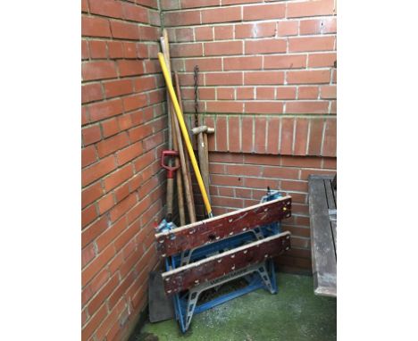 Various tools and a Workmate