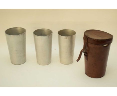 Leather box containing silver metal cups