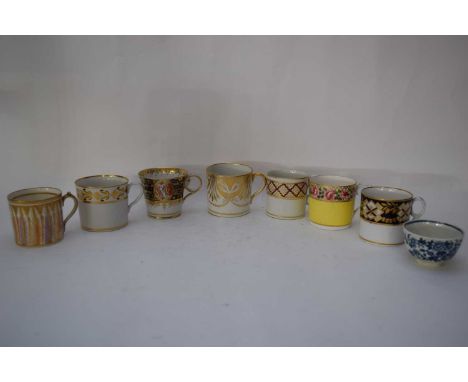 Group of English porcelain coffee cans, Newhall, Spode, etc together with a small Worcester fence pattern tea bowl (8)