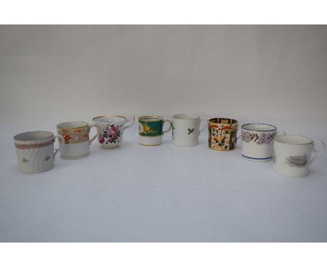 Group of 8 English porcelain coffee cans, late 18th/early 19th century, including a Royal Derby example, Copeland Spode, furt