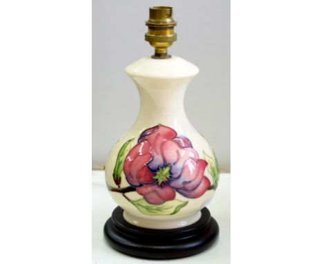 A MOORCROFT CLEMATIS LAMP, 20CM H EXCLUDING FITMENT 