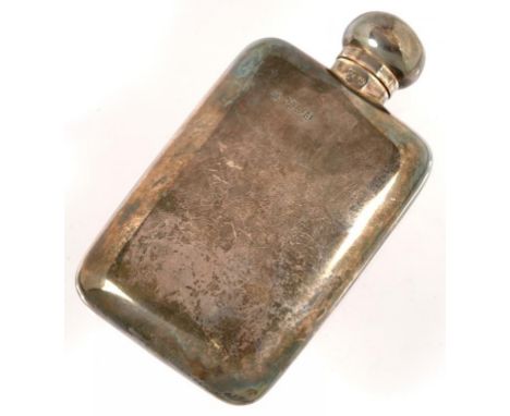 A VICTORIAN SILVER HIP FLASK, 14CM H, LONDON 1899, 4OZS 10DWTS