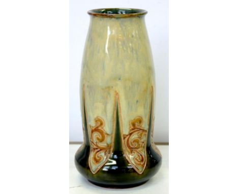 A DOULTON WARE ART NOUVEAU VASE, DECORATED BY ELIZA SIMMANCE, 20CM H, IMPRESSED MARKS, INCISED ARTISTS MONOGRAM, C1900