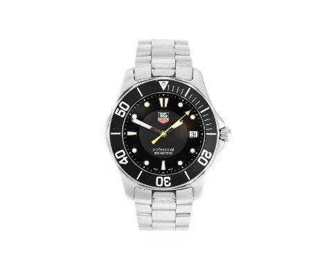 Tag Heuer: A Stainless Steel Calendar Centre Seconds Wristwatch, signed Tag Heuer, Professional 300m, model: Aquaracer, ref: 