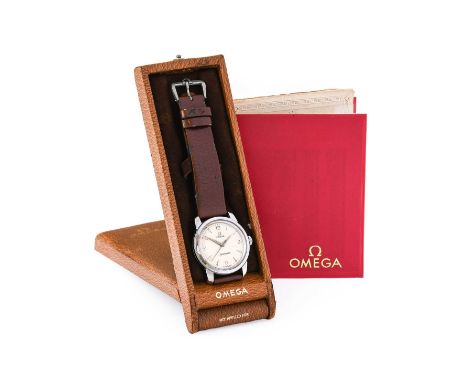 Omega: A Stainless Steel Centre Seconds Wristwatch, signed Omega, model: Seamaster, circa 1955, (calibre 420) manual wound le