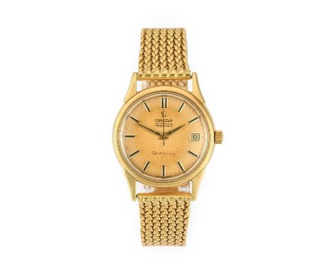 Omega: An 18 Carat Gold Automatic Calendar Centre Seconds Wristwatch, signed Omega, Chronometer, model: Constellation, ref: 8