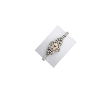 A Lady's 18 Carat White Gold Diamond Set Wristwatch, signed Rolex, Precision, ref: 9471, 1950's (calibre 282) manual wound le