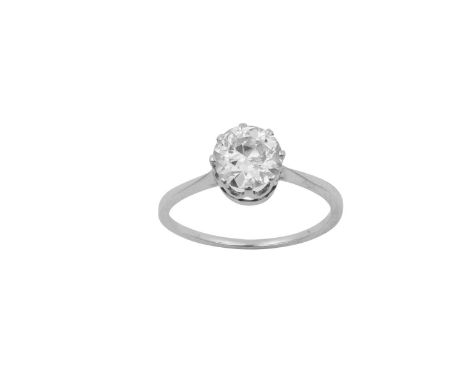 A Diamond Solitaire Ringthe round brilliant cut diamond in a white claw setting, to a tapered shoulder plain polished shank, 
