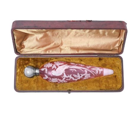A Victorian Silver-Mounted Cameo-Glass Scent-Bottle, The Cameo-Glass by Stevens and Williams, Stourbridge, March 1885, The Si