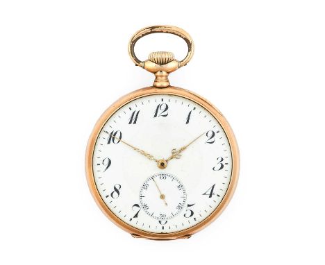 Zenith: A 14 Carat Gold Open Faced Pocket Watch, signed Zenith, circa 1920, manual wound lever movement signed and numbered 2