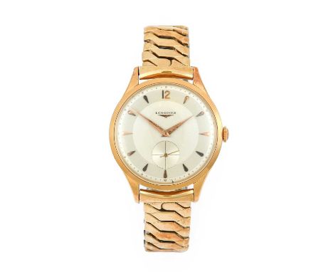 Longines: A Jumbo Size 18 Carat Gold Wristwatch, signed Longines, circa 1955, (calibre 27.0) manual wound lever movement sign