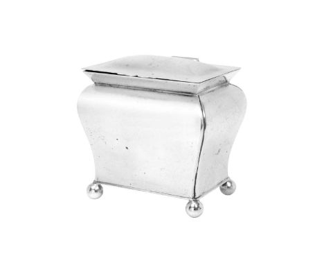 An Edward VII Silver Tea-Caddy,  by Richard Martin and Ebenezer Hall, Sheffield, 1904 tapering oblong and on four ball feet, 