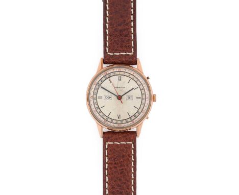 Movado: An 18 Carat Rose Gold Triple Calendar Centre Seconds Wristwatch, signed Movado, ref: 4826, 1940's, (calibre 470) manu