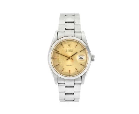Rolex: A Stainless Steel Calendar Centre Seconds Wristwatch, signed Rolex, Precision, model: Oysterdate, ref: 6694, 1974, (ca