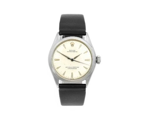 Rolex: A Stainless Steel Automatic Centre Seconds Wristwatch, signed Rolex, Officially Certified Chronometer, model: Oyster P