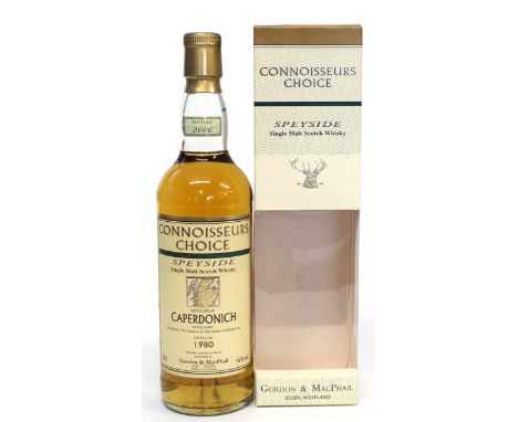 One bottle 1980 Connoisseurs Choice Speyside Single Malt Scotch Whisky^ distilled Caperdonich by Gordon &amp; MacPhail^ 70cl^