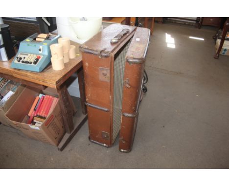 A metal bound travelling trunk 