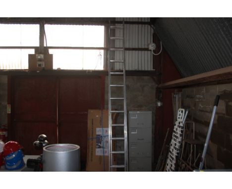 An aluminium extending ladder