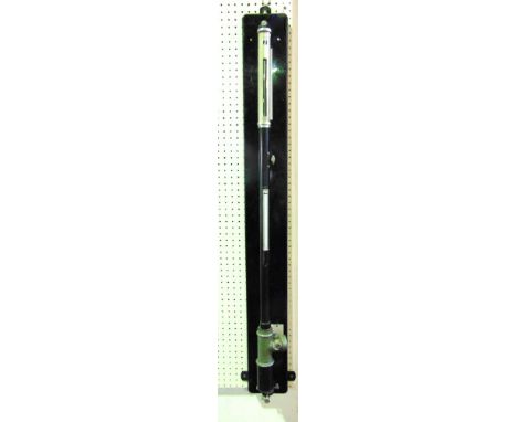 Fortin type barometer signed Casella, London 4641 in the industrial manner with cylindrical body fitted with a thermometer mo