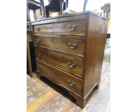 A Georgian fruitwood chest of four long drawers on bracket supports, 90 cm wide