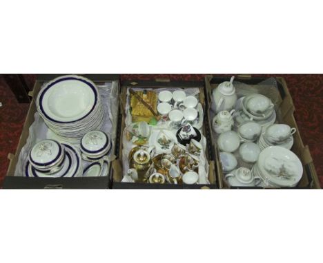 A collection of Japanese eggshell porcelain teawares with painted landscape decoration together with further late 19th centur