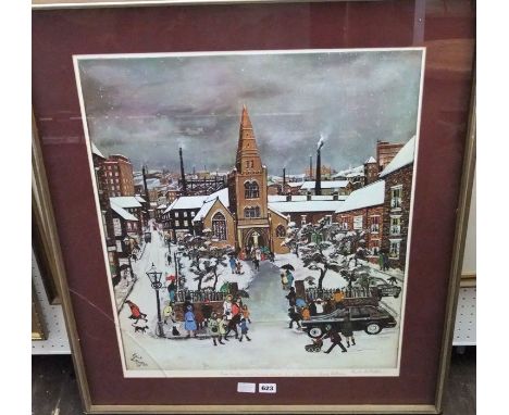 A 20th century coloured signed print after Edith le Breton - The Winter Wedding, signed bottom right and inscribed with prese