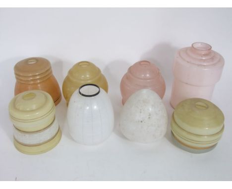 Eight Art Deco type glass light shades