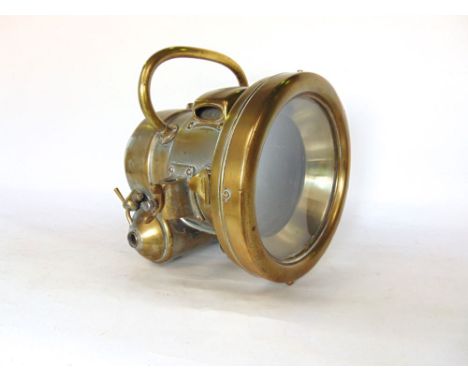 A good quality brass motoring lamp by Joseph Lucas Limited of Birmingham, inscribed 'Lorilite'.