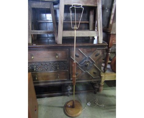 1950s Italian style teak and brass standard lamp